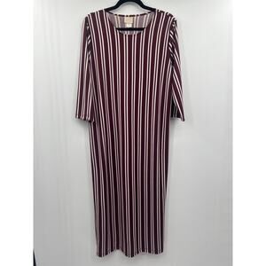 Zadie B’s Large Burgundy White Striped Layering Dress Modest Stretch Knit
